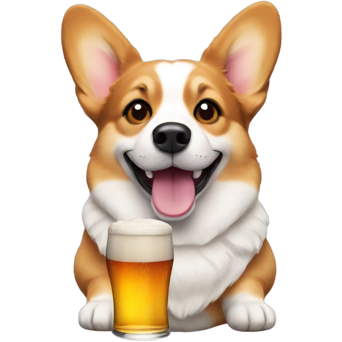 Corgi with a beer emoji