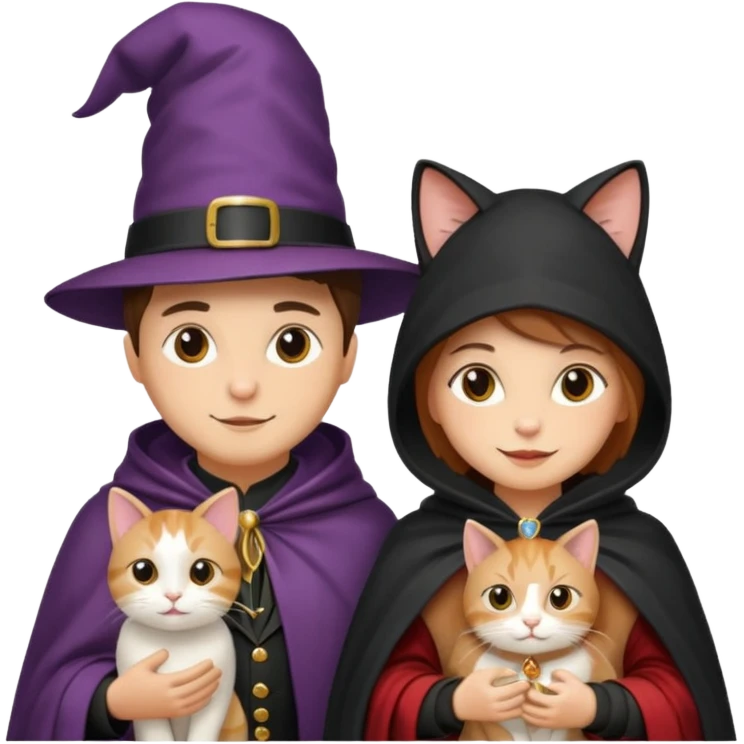 magician couple and their pet cat emoji