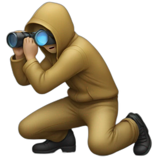 person crouching using a spy glass  emoji