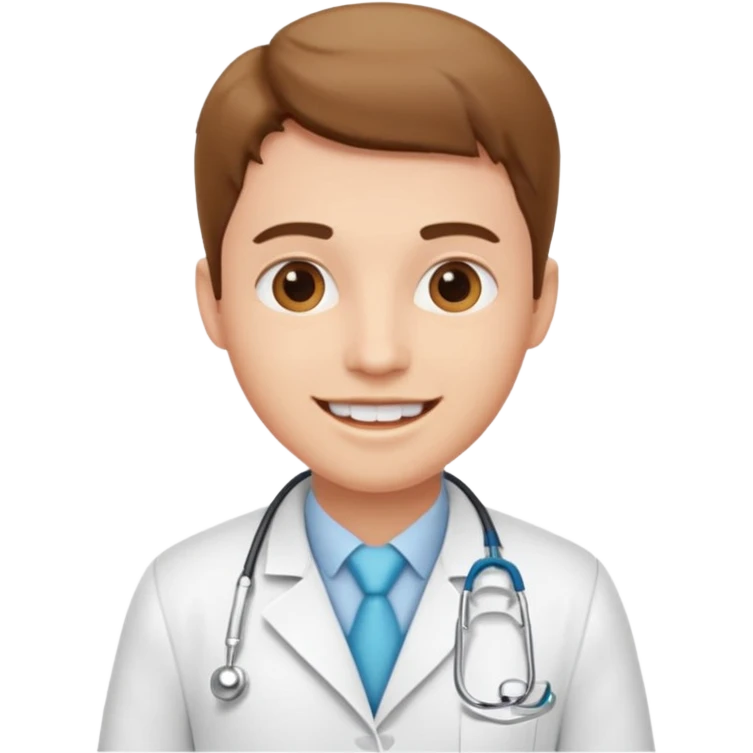 dentist, white coat, cheerful emoji