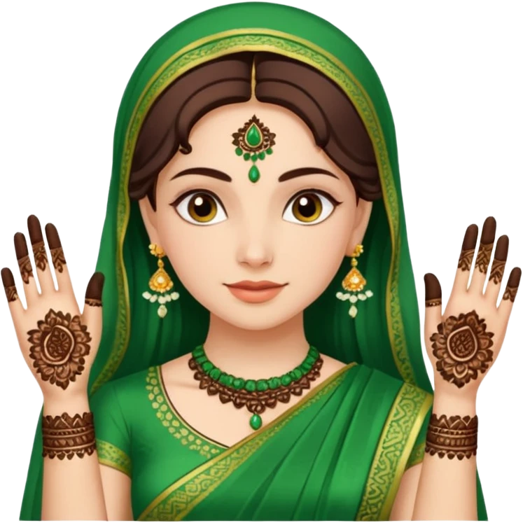 bride in mehendi Ceremony in green saree emoji