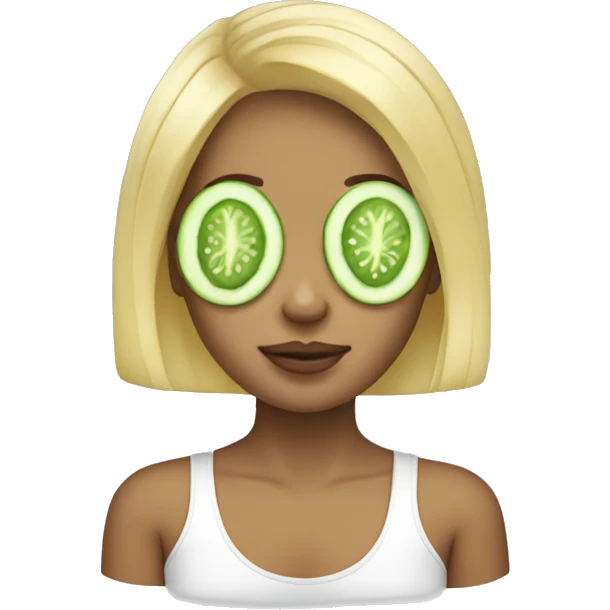 Blonde girl with cucumbers on eyes emoji