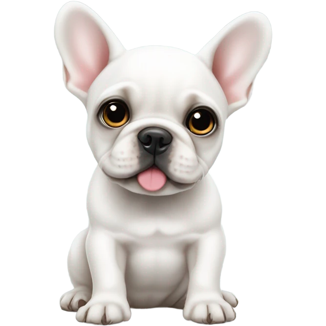 Cute white French bulldog puppy with big eyes emoji