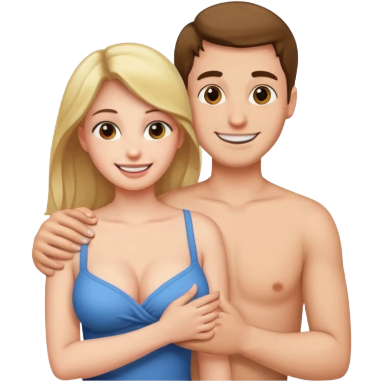 Guy Pressing female boobs with hand emoji