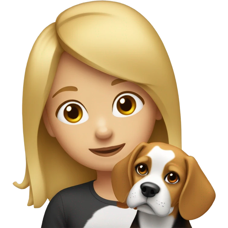 blonde girl with beagle dog  emoji