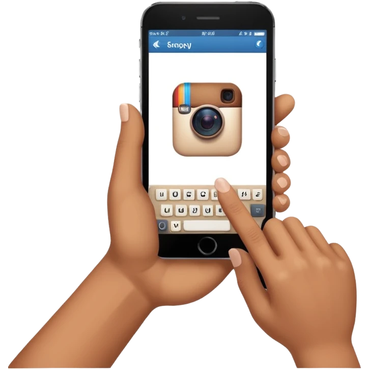 smartphone wirting an instagram comment emoji