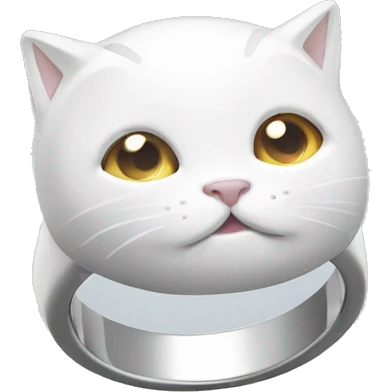 Cat white a ring emoji
