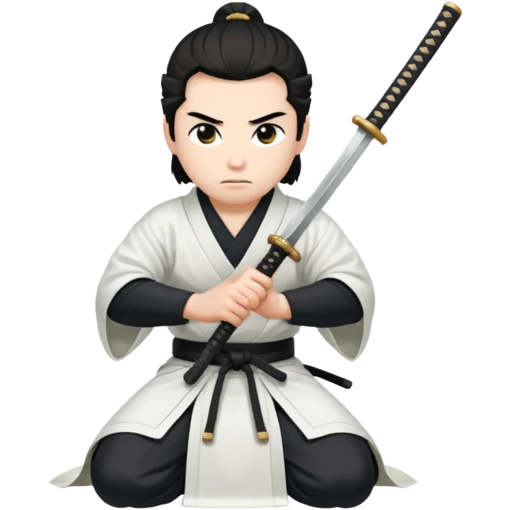 kneeling samurai in white robes emoji