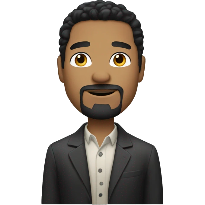 charming man with black hair, goatee, sports coat emoji