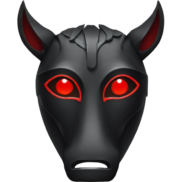 Black tribal mask of a horse with red eyes in front emoji