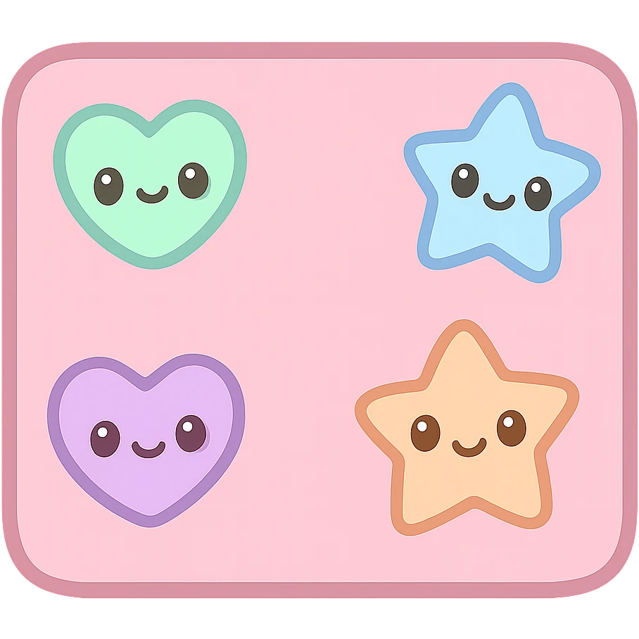 pink pin board kawaii cartoon style with cute pins emoji