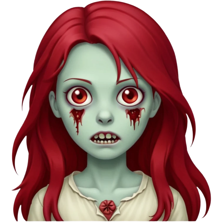 menina zumbi de cabelo vermelho escuro e longo emoji