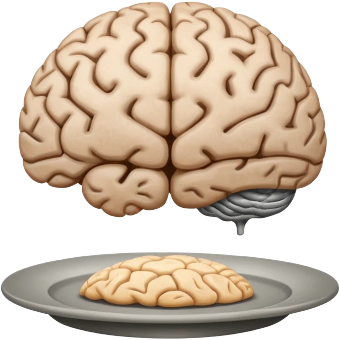 Brain on a plate next to head  emoji