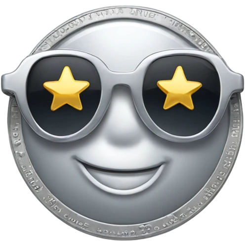 Silver Dollar Smiling with Star sunglasses  emoji