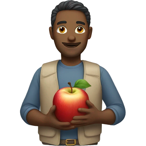 Man holding a apple emoji