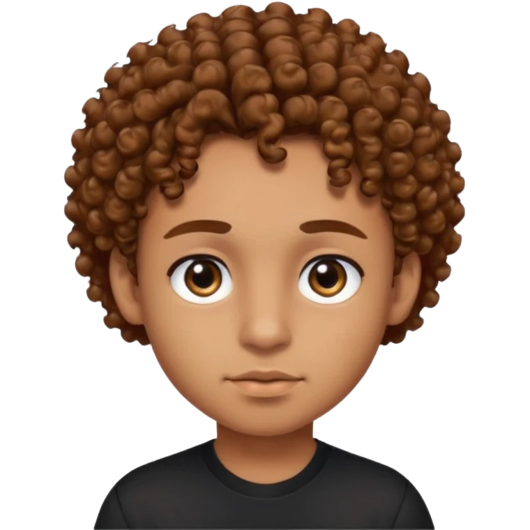 caramel skin boy with color bear brown curly hair with fade on the sides and thick eyebrows with a black shirt and small stud earrings with black colored eyes and a cheek mole emoji