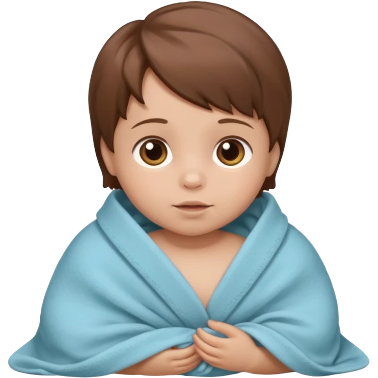 baby wrapped in blanket, redo same pictures but with brown hair emoji