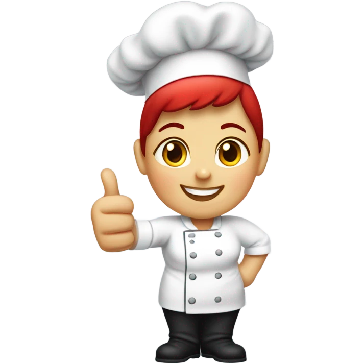 red chubby faceShort haired female Chef Giving a Thumbs Up emoji