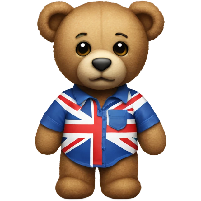 Teddy bear with Union Jack shirt with Union Jack flag emoji