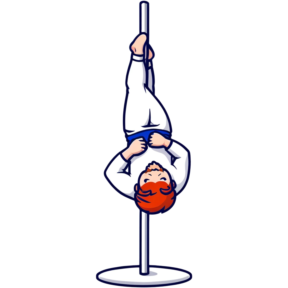 male redhead with red beard doing jiu jitsu pose while pole dancing emoji