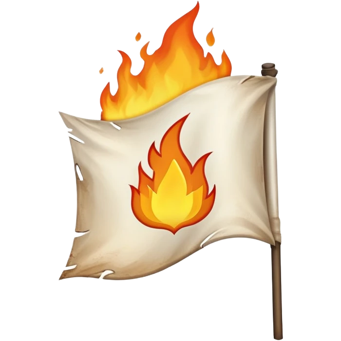 plain white flag burning with flames emoji