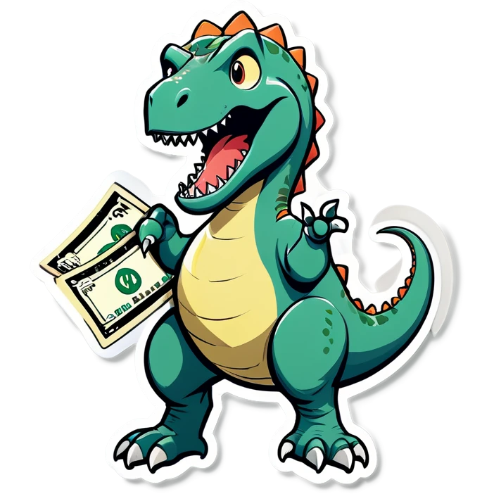 dinosaur with a billon dollars emoji