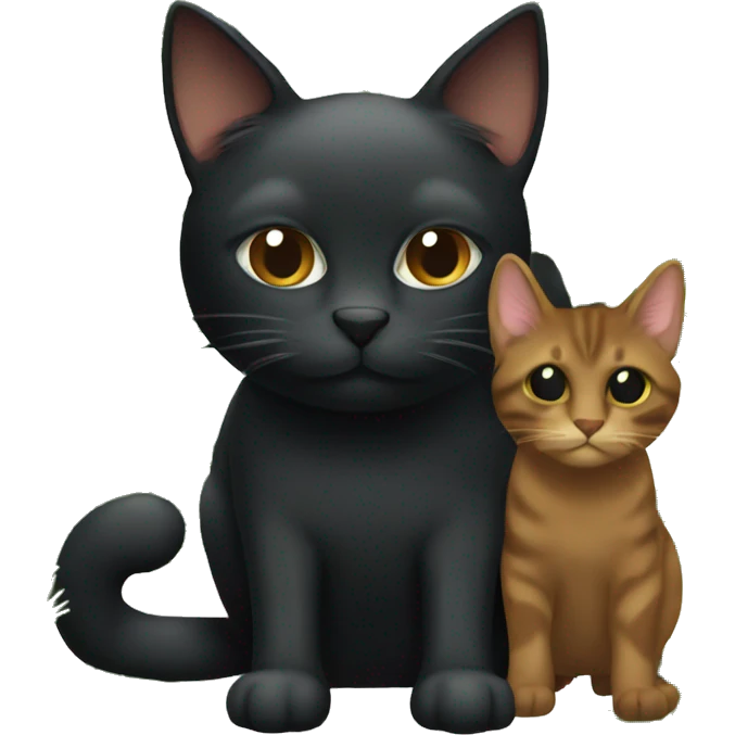Black cat and brown/brown cat in the middle of a Christmas tree emoji