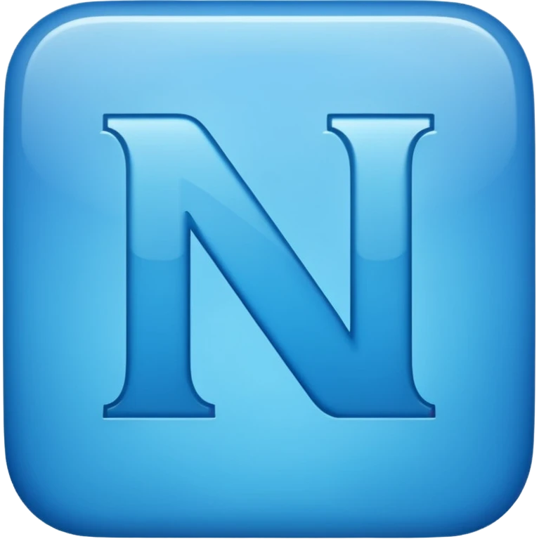 capital letter "N" printed in blue square in middle emoji