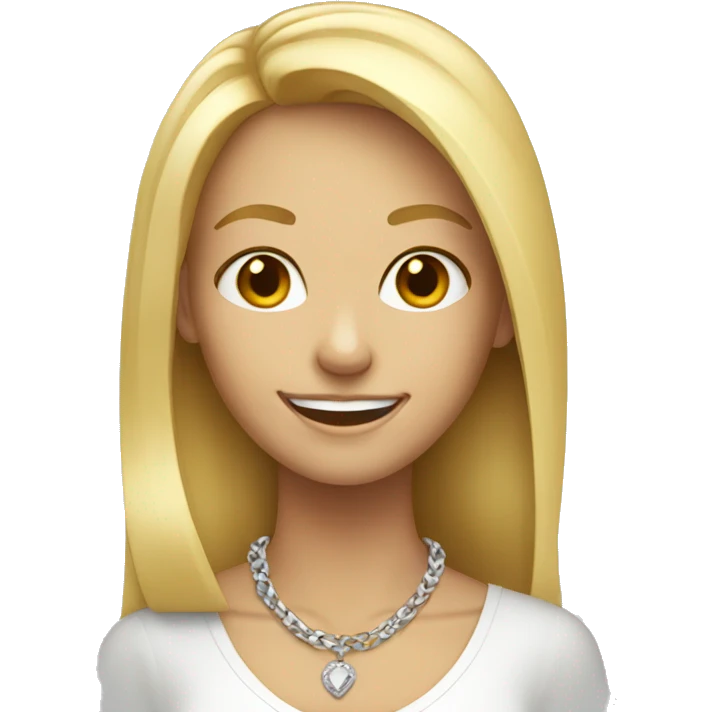 Thin smiling blonde female with necklace emoji