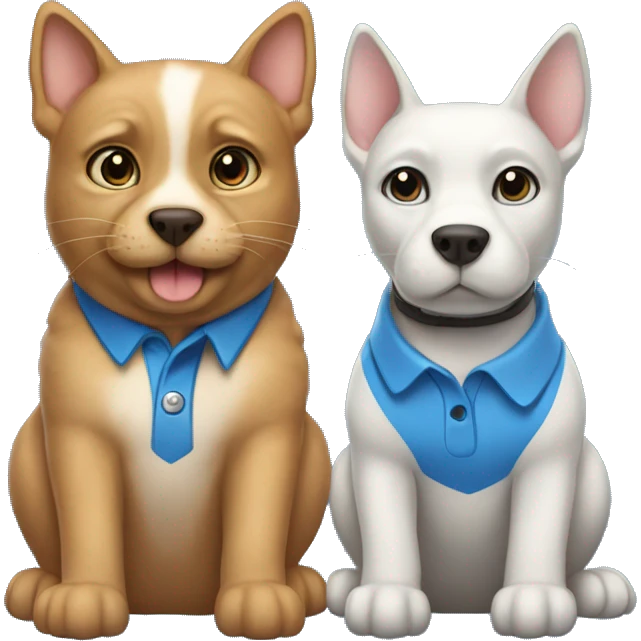 cat and a dog together both wearing polos that are blue  emoji