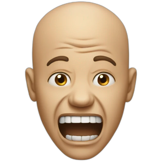 scream mad bald emoji
