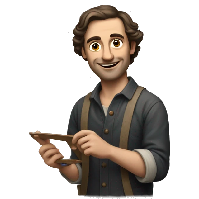 European artist man holding a palette emoji