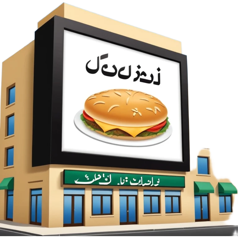 make a billboard on top of a healthy restaurant building written on it "مطعم صحي"  emoji
