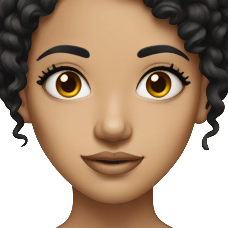 tatted woman with black hair brown eyes emoji
