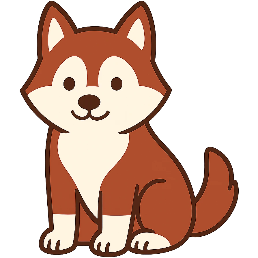flat toon style cute red-brown siberian husky sitting emoji
