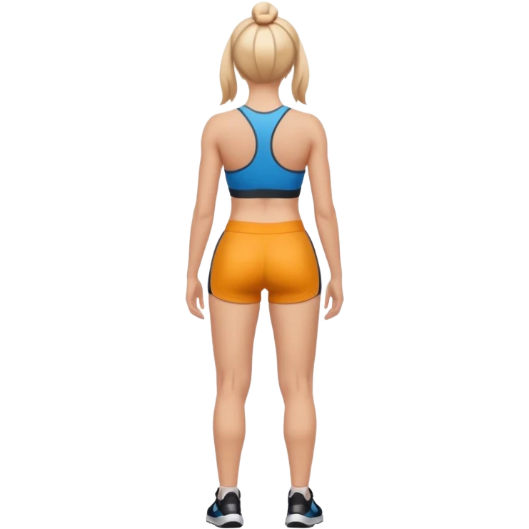 sporty woman cartoon emoji style without cloths back view emoji
