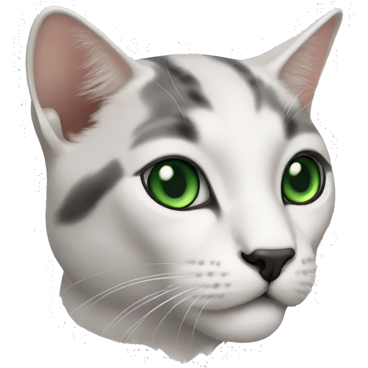 cat kornish rex white with green eyes and black nose emoji