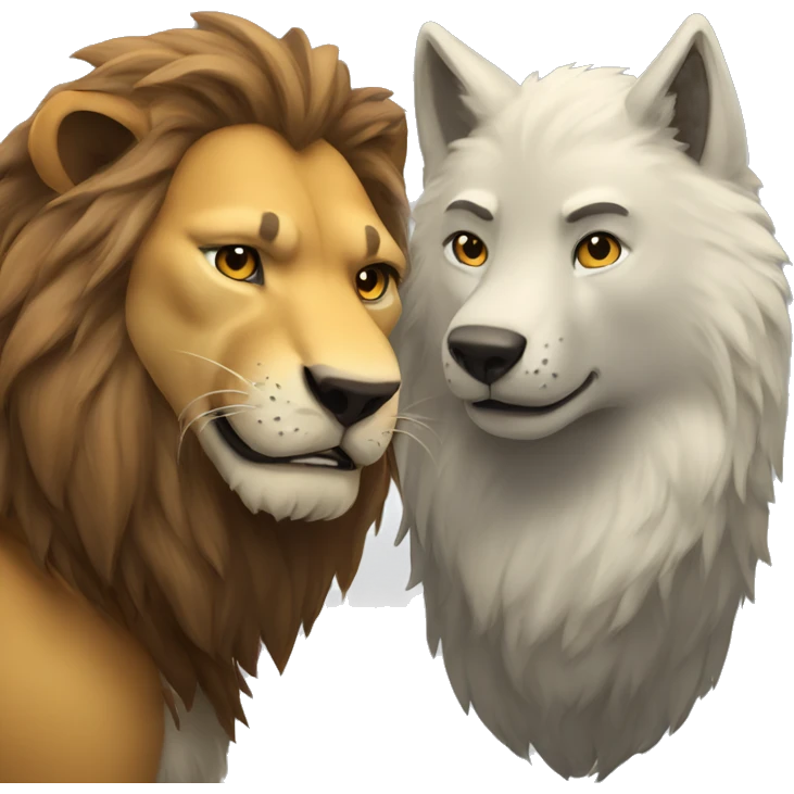 Lion and wolf friend emoji