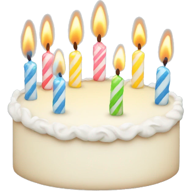 white birthday cake with candles emoji