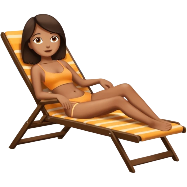 a girl with dark brown hair that is sunbathing on a long chair  emoji