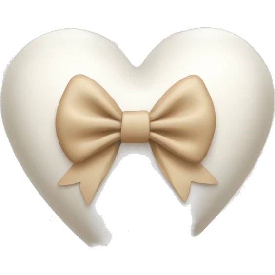 white heart with beige bow emoji
