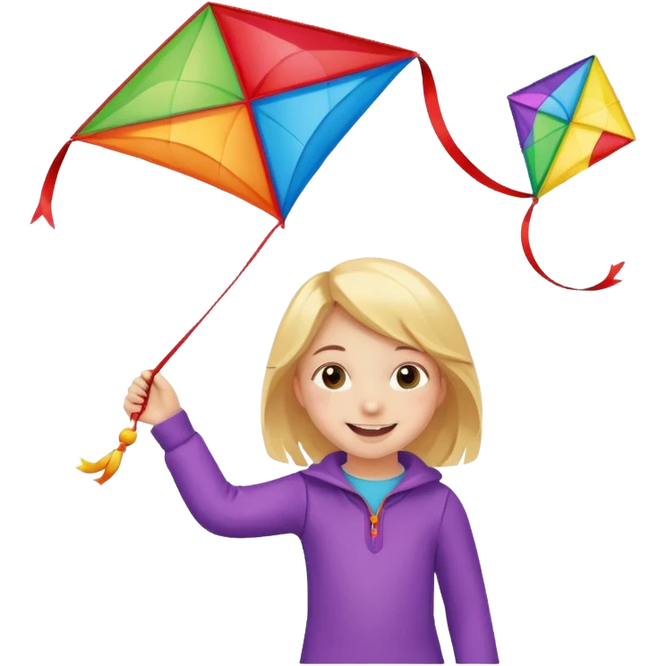 little girl kid with kite emoji