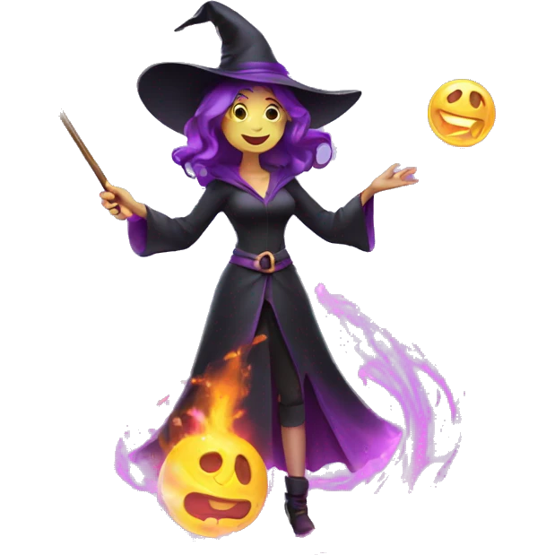witch casting spell with a Magic wand emoji