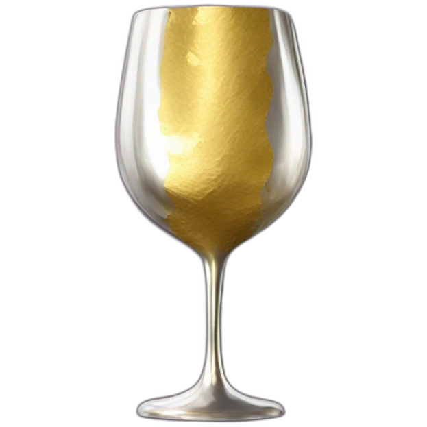 A reflective, crinkled silver or gold foil hides a wine glass shape, like a stemmed wine glass emoji