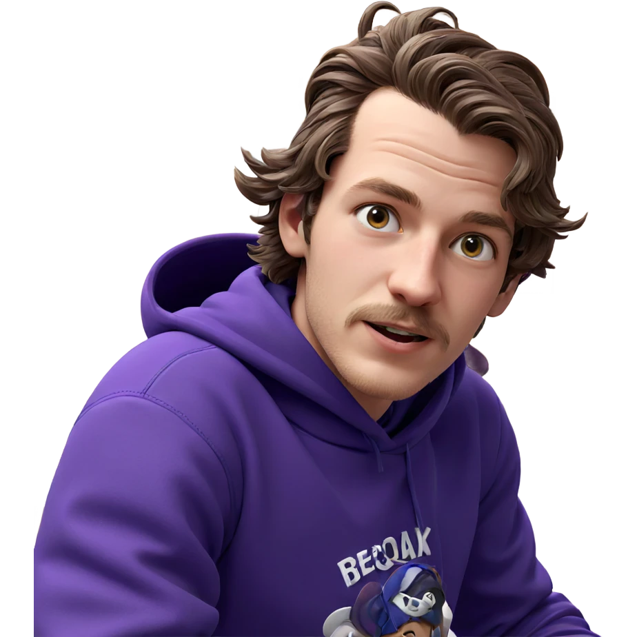 boy in purple hoodie indoors emoji