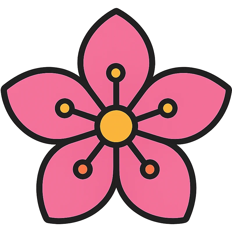 sakura cherry blossom, color outline icon style emoji