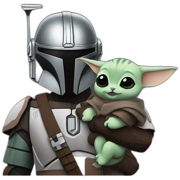 Mandalorian holding grogu emoji