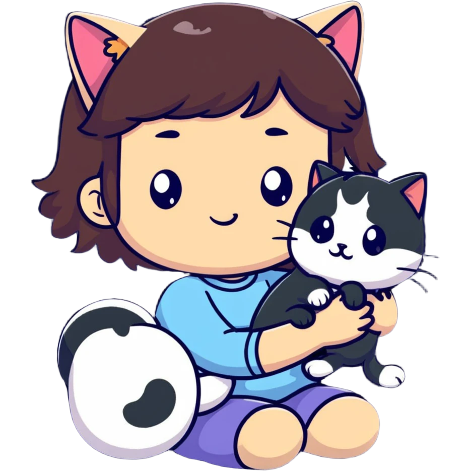 cute girl petting cat emoji