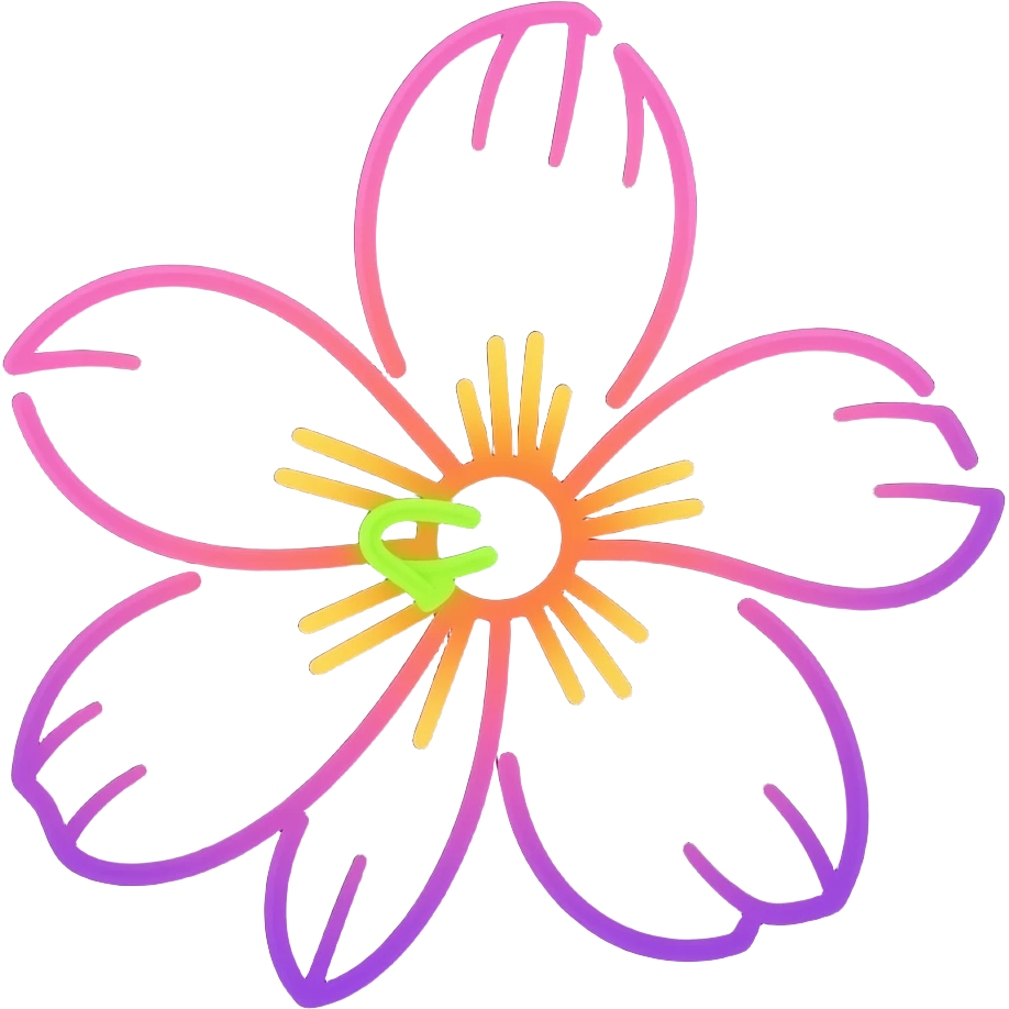 A large tropical hot pink, neon lime,neon orange, and purple floral line art on a sleek black background, designed to be inviting, playful and minimal, 16k hd professional quailty, must not be blurry, must be no emoji faces, emoji icons, no human figures  emoji