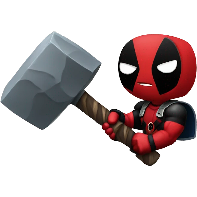Deadpool with thors hammer emoji